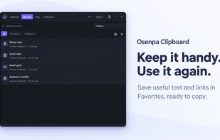 Product visual: keep reusable text and links organized in Favorites.