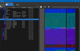 hex editor and node tree