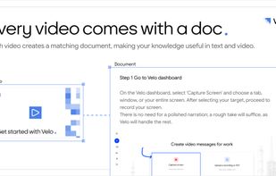 Every video comes with a doc. Velo creates a searchable, shareable guide alongside every video, making your knowledge easy to reference, reuse, and keep up to date.