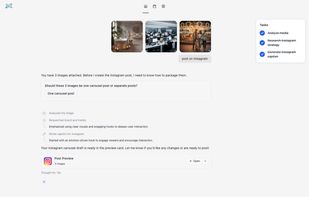 Start from a simple prompt and ask Velocity what to post, analyze, share, or turn into a social media script.