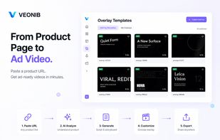 Browse a growing library of professionally designed overlay templates. Apply cinematic titles, motion graphics, and branding elements to your videos with just one click.