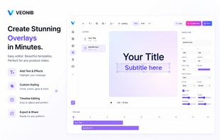 Build branded overlays in minutes. Customize titles, subtitles, fonts, colors, glow effects, and animations without any design experience.