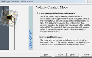Encrypted volume wizard. Step 3.