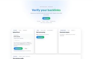 Pre-Index Backlink Audit dashboard for uploading and analyzing backlink datasets before search engine impact.