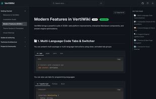Interactive Markdown features with syntax highlighting, GFM alerts, KaTeX math formulas, and dynamic Table of Contents.