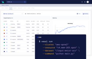 VESSL Run abstracts the complex compute backends and system details required to connect and configure ML infrastructures into a unified, easy-to-use web interface and CLI. In the background, we orchestrate Docker containers with Kubernetes while taking ML-specific factors into consideration