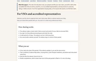 Share your claim packet with a free accredited VSO in a read-only view that you control.