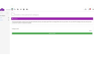 Each registered user, before adding a bookmark must enter a personal category. Categories with a maximum of 50 characters can be entered and the same user cannot create duplicate categories.