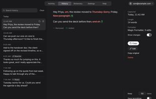 Magic Formatter: what you said against what was typed