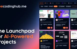 The Launchpad for AI-Powered Projects VibeCodingHub.me platform interface displaying a list of AI projects. 