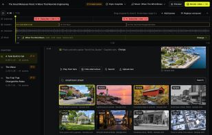 Swap any shot in one click.
Open the alternatives for a scene, search for a better photo or upload your own. Nothing is rendered until you approve it.