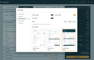 Your brand colors and 12 PDF templates