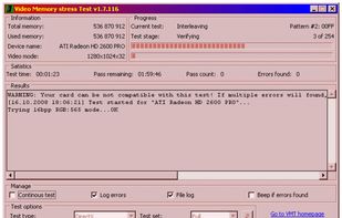 Video Memory Stress Test screenshot 1