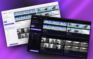 Grid overview in light and dark mode, showing multiple sampled frames from every video so large folders can be scanned at a glance.