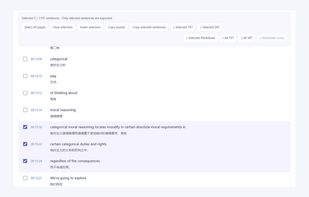Select lines by timestamp and export only those lines as TXT, SRT or Markdown (bilingual view).