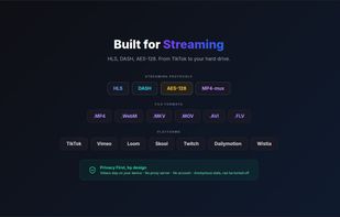 Supported streaming protocols and output formats.