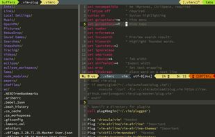 GVim with netrw+airlines+ctrlspace+xkb-switch+monokai theme+Source Pro font
