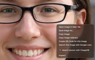 Right-click any image in Chrome to search the face with VisageDB.