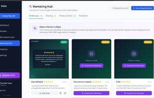 Connect your business, create custom QR codes, filter reviews and create social media assets from 5-star reviews with Visto.pro