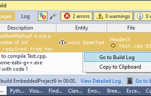 Advanced Build Output Window