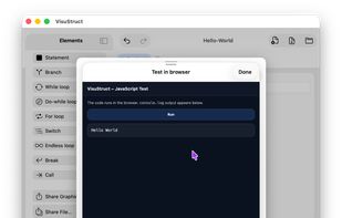 Run the JavaScript code in the app.