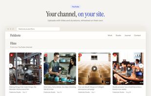The carousel layout showing YouTube uploads with titles and durations on a website. Sample content.