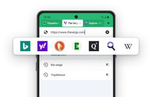 Vivaldi on Android search engines shortcuts