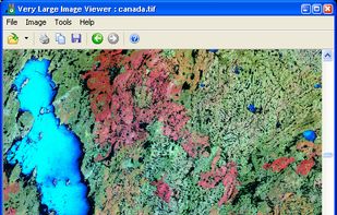 Vliv displaying a 21725x17105 multiresolution Landsat image of Canada - see Canadian Forest Service)