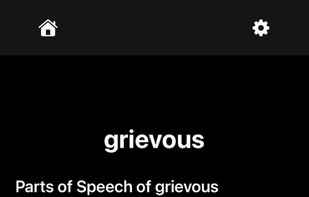 Learn the word screen shows the parts of speech, meaning and sample usage of the target word.