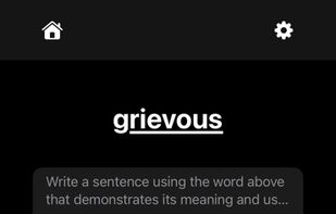 "Write a Sentence" screen presents users with a target vocabulary word and prompts them to write a meaningful sentence that demonstrates both grammatical and in-context understanding of the word.  On clicking "Submit" button, the automated scoring process begins.