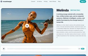 Melinda, one of ten AI singers, with a demo player to hear the voice before you convert