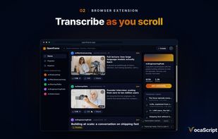 The Chrome extension transcribes video and audio as you browse.
