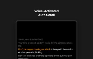 Voice-activated auto scroll with real-time word highlighting