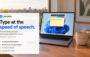 Press a hotkey, talk, and your words appear at the cursor.