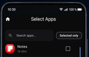 Intuitive selection of apps to be locked during the focus session to minimize distractions.