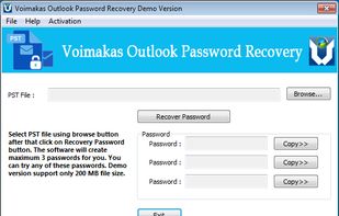 Voimakas Outlook PST Password Recovery screenshot 1