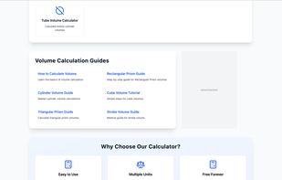 Home page of Volumecalculato.co (Third Screenshot)
