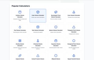 Home page of Volumecalculato.co (Second Screenshot)