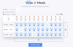  See the results — Vote & Meet automatically highlights the best time slot based on the group's availability.