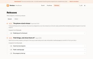 Changelog: releases linked to the requests they delivered