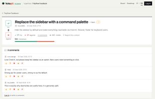 Idea detail: 37 for, 29 against, 56% consensus. Downvotes show when an idea genuinely splits your users.