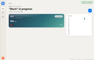 A block in progress. Once started, it cannot be cancelled or shortened — the app has no command to do so.