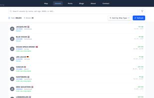 Vessel list page in Voyage Radar site