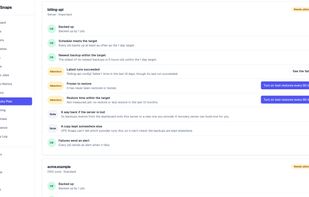 Your disaster recovery plan checks itself. Every system is tested against its targets, and anything that needs attention comes with a one-click fix.