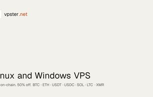 Vpster homepage with Linux and Windows VPS plans