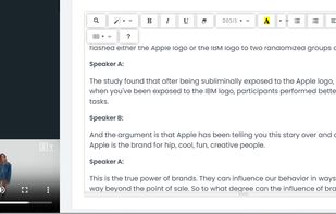 Editor for customizing the auto generated transcripts.