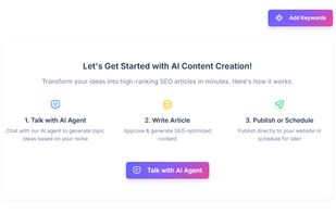 Generate topic ideas, write with the AI agent, and automatically publish to your website CMS.