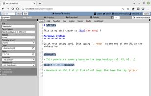 Edit view allow to edit content, template and style.