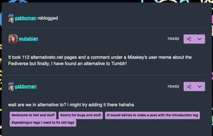 A post with tags of two wafrn users