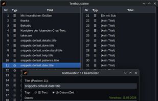 Text snippets.